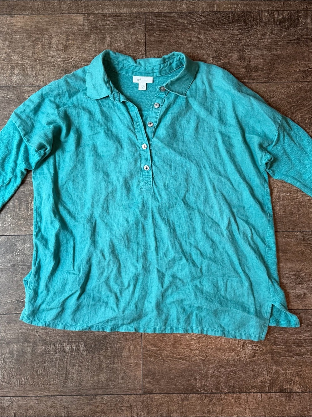 J. Jill Teal Linen Henley Top